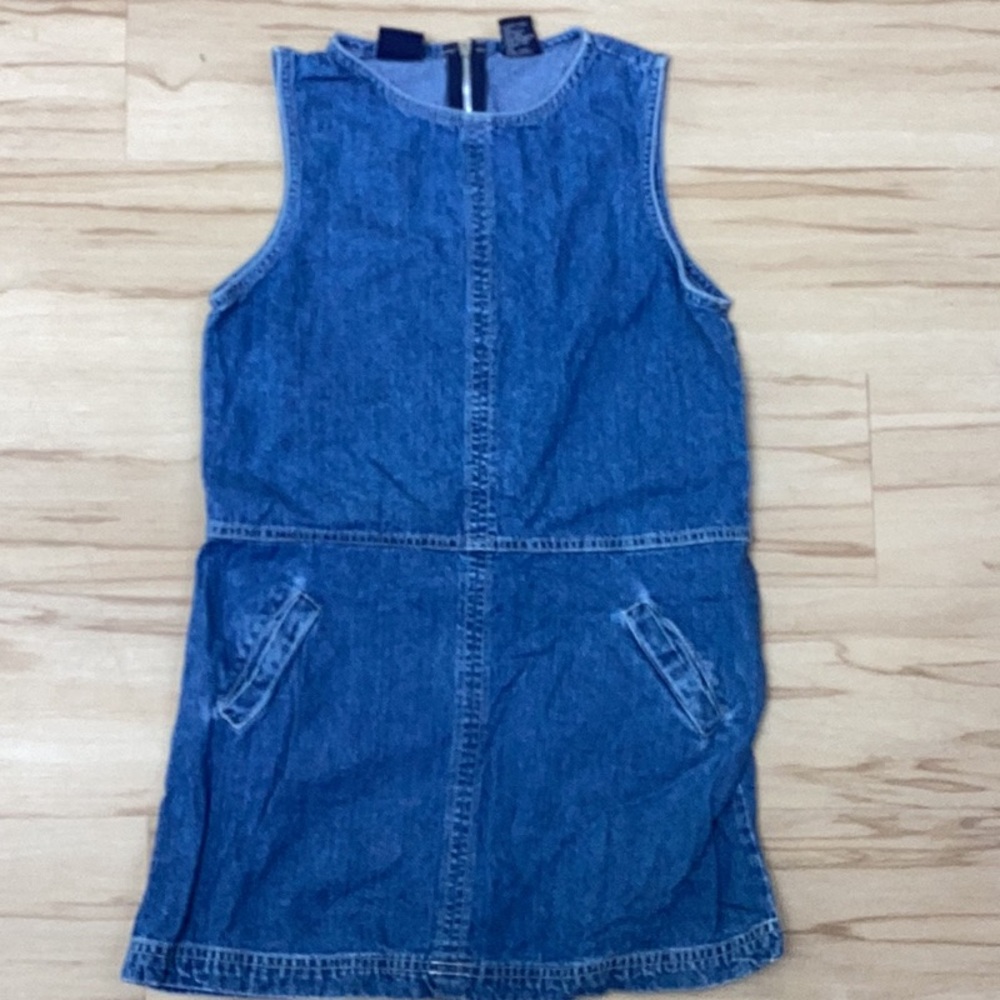 Gap Girls Denim Jumper Dress With Pockets‎ Medium